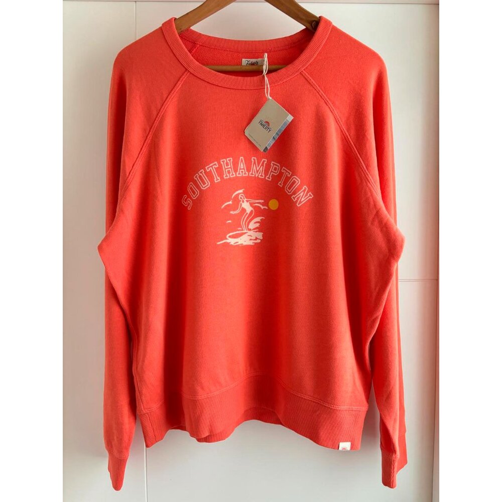 NWT WOMEN'S FAHERTY SOUTHAMPTON COASTAL CLOUD CREW SWEATSHIRT HOT CORAL